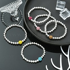 Braccialetto elasticizzato con perline rotonde in ematite sintetica e strass&nbsp;BJEW-JB09452