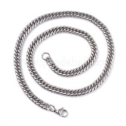 Anlaufgeschützte Herren-Halsketten aus kubanischem Gliederarmband aus 304er Edelstahl mit Diamantschliff&nbsp;NJEW-I248-01P