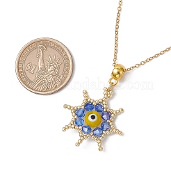 Perline di vetro e collane con ciondolo a forma di stella con malocchio lavorato a lume fatte a mano&nbsp;NJEW-MZ00098
