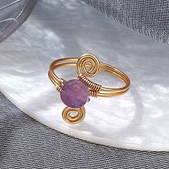 3 Stück Fingerringe aus natürlichen Amethyst-&nbsp;RJEW-JR00808