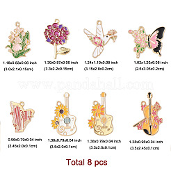 8pcs 8 estilos colgantes de esmalte de aleación de chapado en rack&nbsp;FIND-FP0002-65