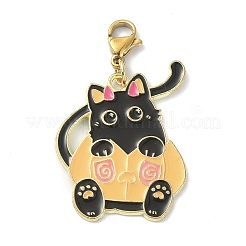 Decorazioni pendenti in smalto in lega di gatto a tema halloween&nbsp;HJEW-JM01135
