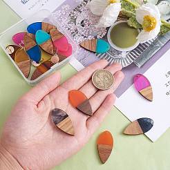 16 pièces 8 styles pendentifs en résine transparente et bois de noyer&nbsp;RESI-SZ0001-84