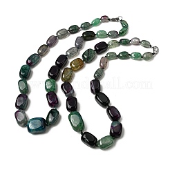Colliers de perles cubiques dégradées en agate naturelle teintée&nbsp;NJEW-C113-01F