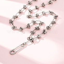 Collane con ciondolo unisex vintage in acciaio inossidabile 304 con spilla di sicurezza&nbsp;NJEW-C115-09AS