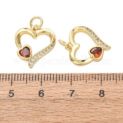 Valentinstag-Anhänger aus Messing mit Mikropavé-Fassung und orangefarbenen Zirkonia&nbsp;CU-E003-17G-C