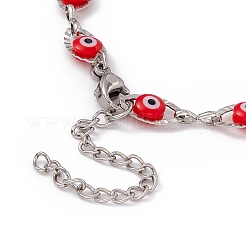 Bracelet en acier inoxydable 304 avec maillons œil de cheval et perles en résine pour femme&nbsp;BJEW-F439-01P-03