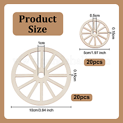 40 Stück 2 Stile unvollendete leere Holzrad-Anhänger-Set für Malkunst&nbsp;HJEW-OC0001-44