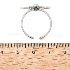 Los anillos de dedo de color turquesa sintética&nbsp;RJEW-I110-02P-02