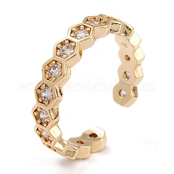 Manschettenringe aus Messing mit klarem Zirkonia&nbsp;RJEW-B034-04G