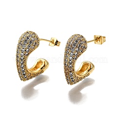 Aretes de circonita cúbica transparente con micropavé de latón para mujer&nbsp;EJEW-U056-01A-G