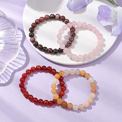 4 pz costellazione 8mm rotondo rodonite naturale e quarzo rosa e giada tinta e braccialetti elasticizzati con perline corniola per le donne&nbsp;BJEW-JB10642