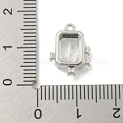 Charms de circonita cúbica micro pavimentados de latón chapado en estante rectangular&nbsp;KK-P277-23P-01