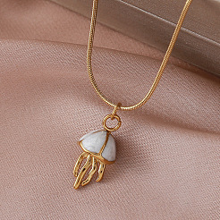 Collana vintage con ciondolo a forma di medusa marina in acciaio inossidabile 304 smaltato&nbsp;LS-DN2498