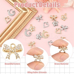 16 stücke 8 arten rack überzug messing micro pave zirkonia charms&nbsp;ZIRC-YW0001-30