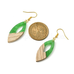 Boucles d'oreilles pendantes en résine bicolore et bois de noyer&nbsp;EJEW-JE05504-02
