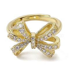 Anelli per dita regolabili con micro pavé di zirconi cubici in ottone con placcatura a cremagliera&nbsp;RJEW-H224-03G