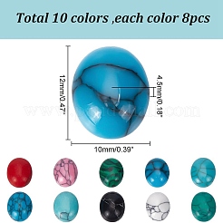 80 Stück 10 Stile natürlicher Howlith & synthetischer Türkis & synthetischer Malachit Cabochons&nbsp;G-AR0006-05