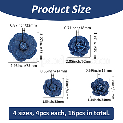 16 pz 4 stili fiori in tessuto denim&nbsp;DIY-FH0007-68B
