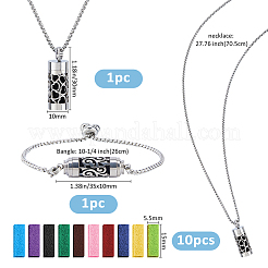 1 Set Halsketten mit Anhänger aus chirurgischem Edelstahl 316 mit Kastenkette und hohler Säule und Parfümflasche&nbsp;NJEW-FH0001-28