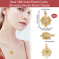 6pcs pendentifs en laiton micro pavé de zircone cubique placage en rack&nbsp;KK-BBC0009-57