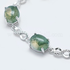 Bracelets de chaîne de lien d'agate de mousse naturelle&nbsp;BJEW-G595-A01