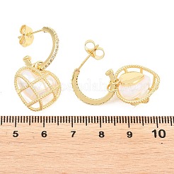Valentinstag Herzförmige Ohrstecker aus Messing mit Mikropavé und klaren Zirkonia&nbsp;EJEW-Z164-04G