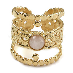 Gli anelli di barretta di quarzo rosa naturale&nbsp;RJEW-U027-03G-08