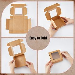 Boîte de rangement de bonbons en papier kraft&nbsp;CON-WH0084-90B