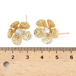 Orecchini a bottone in ottone con micro pavé di zirconi cubici&nbsp;KK-M326-08G
