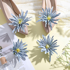 2 Paar Schuhschnallenclips aus Stoff und Kunststoff mit Blumenmuster&nbsp;AJEW-HY0003-42B