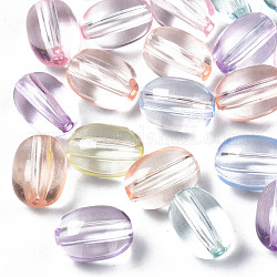 Abalorios de acrílico transparentes, oval, color mezclado, 8x10.5mm, agujero: 1.6 mm, aproximamente 1300 unidades / 500 g
