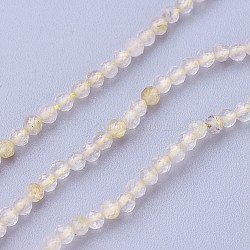 Oro naturale perle di quarzo rutilato fili, sfaccettato, tondo, chiffon al limone, 2~2.5mm, Foro: 0.5 mm, circa 180~200pcs/filo, 14.5~16.1 pollice (37~41 cm)