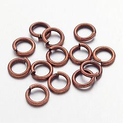 90pcs Red Copper Color Brass Jump Rings, Cadmium Free & Lead Free, Open Jump Rings, 18 Gauge, 6x1mm, Inner Diameter: 4mm, about 90pcs/10g