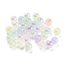 Perles acryliques irisées, avec de la poudre de paillettes, ronde, couleur mixte, 6mm, Trou: 1mm
