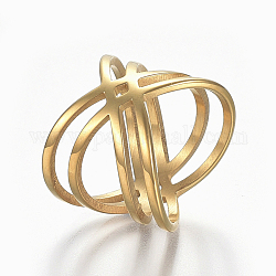304 anelli in acciaio inox, Anelli a banda larga, anello a croce, doppi anelli, x anelli, cavo, oro, 18mm