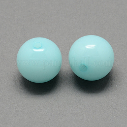 Imitation Jelly Acrylic Beads, Round, Pale Turquoise, 14mm, Hole: 2mm, about 330pcs/500