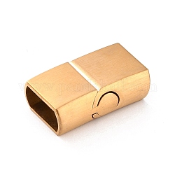 Rechteck 304 Edelstahl matt magnetische Halskette Spangen, mit Klebeenden, echtes 18k vergoldet, 25x14x8 mm, Bohrung: 6x11.5 mm