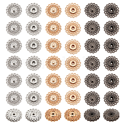 Nbeads 24 Set Druckknöpfe aus Zinklegierung in 3 Farben, Kleidknöpfe, Nähzubehör, Blume, Mischfarbe, 20.5x4.5 mm, 2 Stück / Set, 8 Satz / Farbe