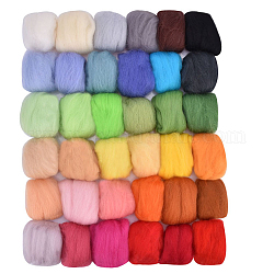 36 lana de fieltro de aguja de colores, Roving de lana de fibra para materiales artesanales de diy, mecha de fieltro de aguja para mezclar colores personalizados, color mezclado, aproximamente 3.5 g / bolsa, 1 bolsa / color, 36 bolsa / juego