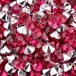 Имитация taiwan акриловый горный хрусталь указал назад кабошоны, граненые, алмаз, средне фиолетовый красный, 5x4 мм