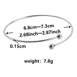 Bracelet manchette en acier au titane, bracelets de couple, couleur inoxydable, diamètre intérieur: 2-5/8~2-7/8 pouce (6.8~7.3 cm)