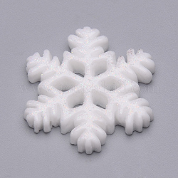 Resin Cabochons, with Glitter Powder, Christmas, Snowflake, Snow, 20x18x3mm