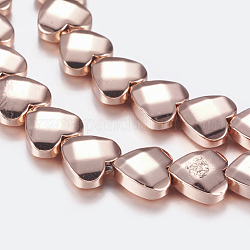 Chapelets de perles en hématite synthétique sans magnétiques, facette, cœur, rose plaqué or, 8x8x3mm, Trou: 1mm, Environ 53 pcs/chapelet, 15.5 pouce (39.5 cm)