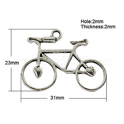 Tibetan Style Alloy Pendants, Cadmium Free & Nickel Free & Lead Free, Bicycle, Antique Silver, 23x31x2mm, Hole: 2mm