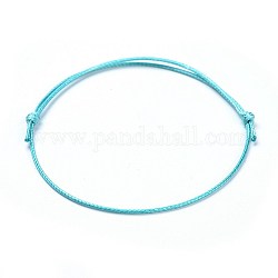Fabrication de bracelet en corde de polyester ciré coréen écologiques, cyan, 10-5/8 pouce ~ 11 pouces (27~28 cm), 1mm
