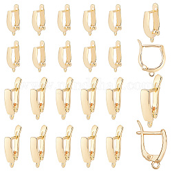 PandaHall Elite 24Pcs 2 Style Brass Hoop Earring Findings, with Latch Back Closure and Horizontal Loops, Real 18K Gold Plated, 16.5~19.5x11x2.5~3.5mm, Hole: 1mm, Pin: 1mm, 12Pcs/style