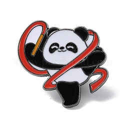 Spille smaltate panda a tema sportivo, spilla in lega di canna di fucile per abiti da zaino, ginnastica, 25x28.5mm
