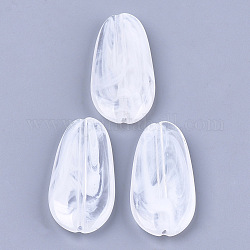 Perline acrilico, gemstone imitato, lacrima, chiaro e bianco, 47x23x7mm, Foro: 2 mm, circa 100pcs/500g