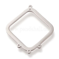 304 Stainless Steel Chandelier Components Links, Polishing, Rhombus, Stainless Steel Color, 38x33x1mm, Hole: 1.4mm and 1.2mm